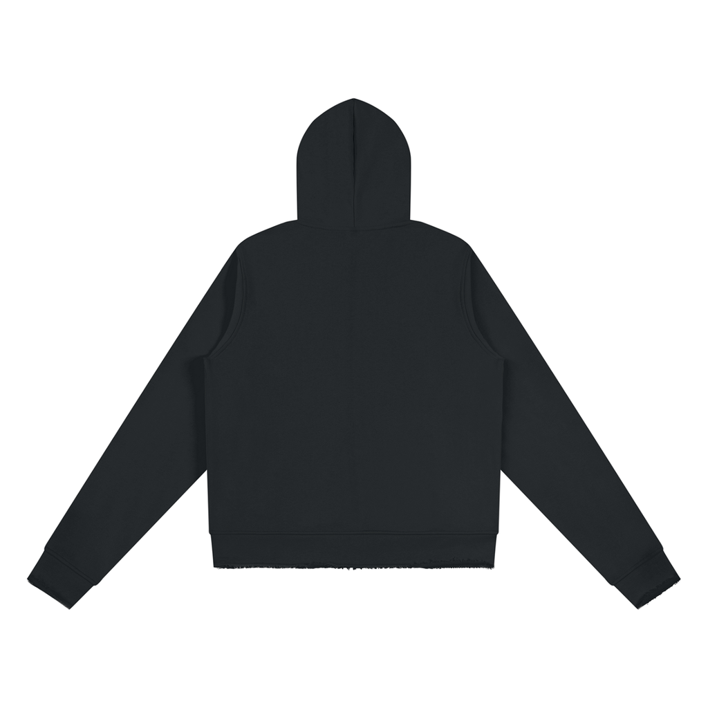 Raw Edge Zip-Up Hoodie