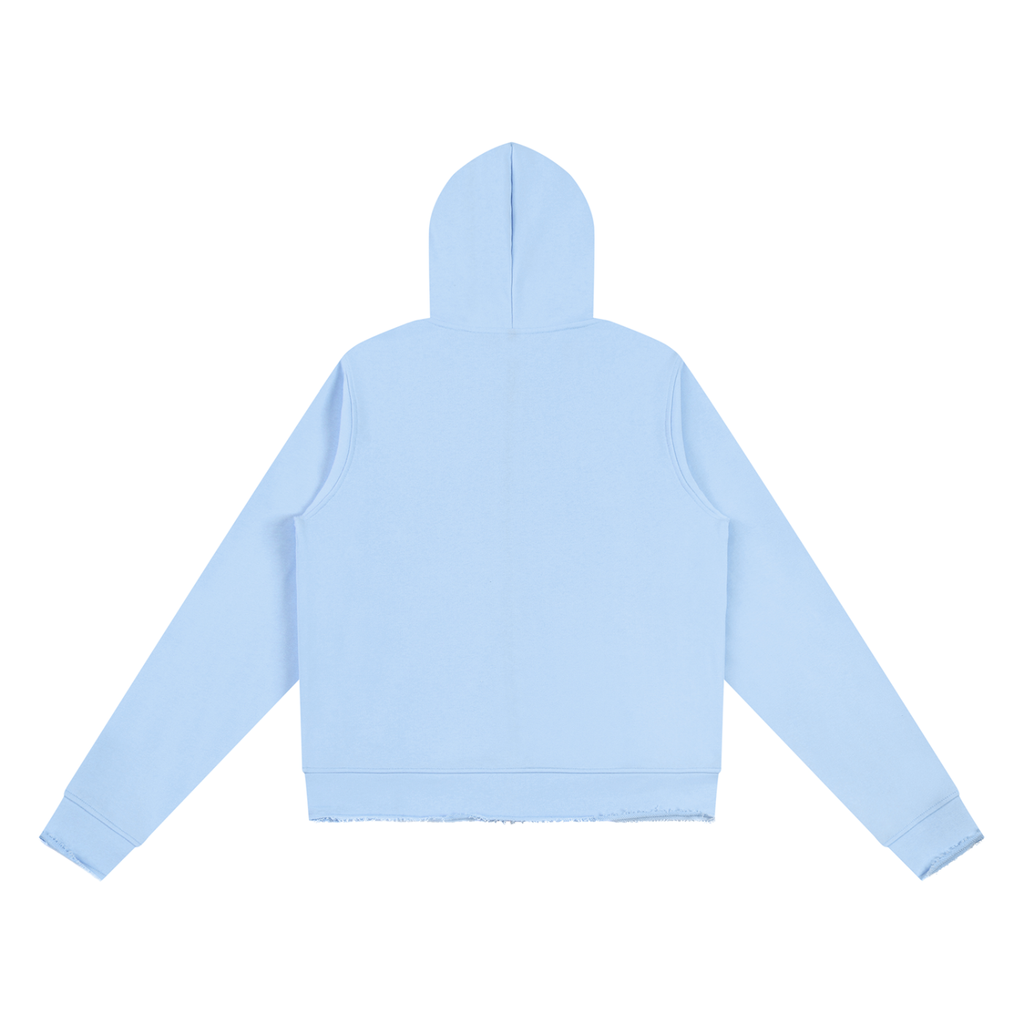 Raw Edge Zip-Up Hoodie