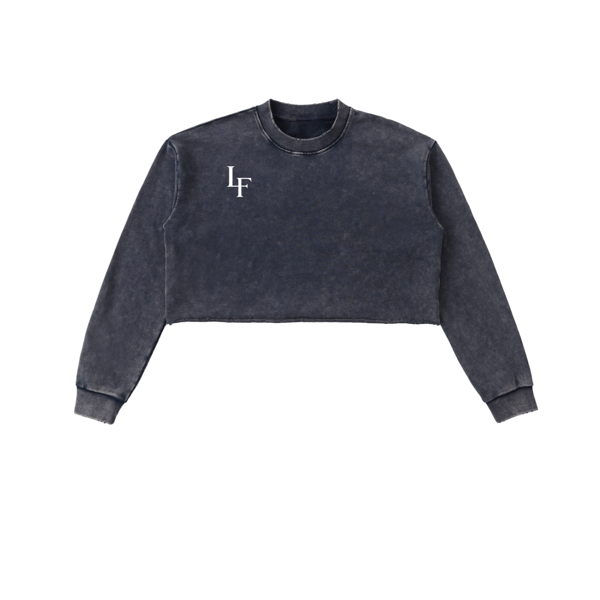 Snow Washed Raw Edge Cropped Sweatshirt