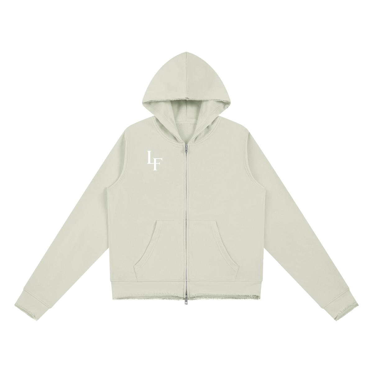 Raw Edge Zip-Up Hoodie