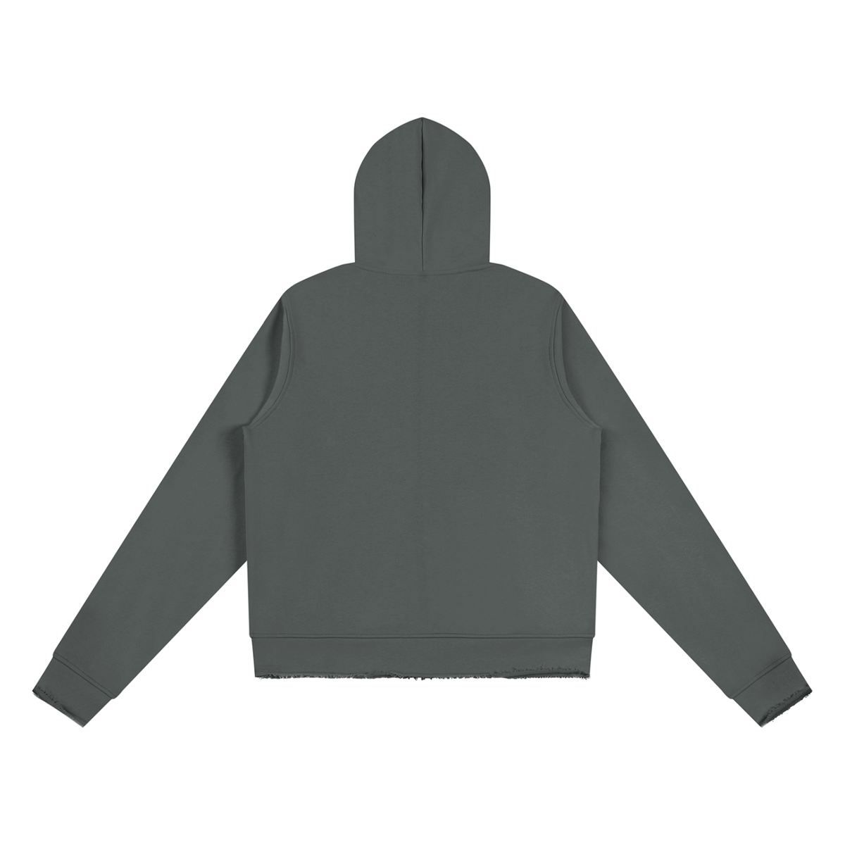 Raw Edge Zip-Up Hoodie