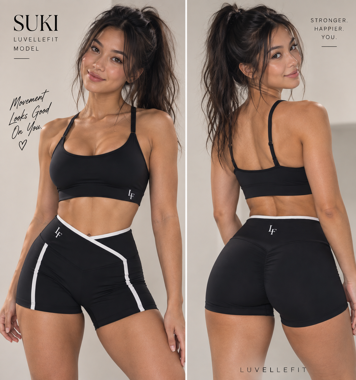 High Rise Color Block Yoga Shorts
