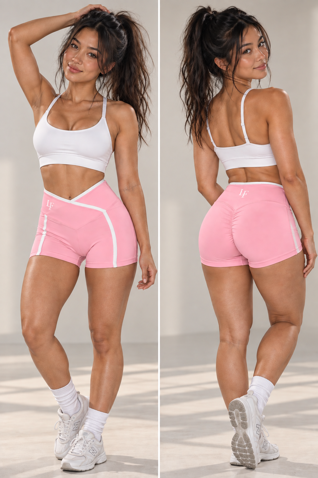 High Rise Color Block Yoga Shorts