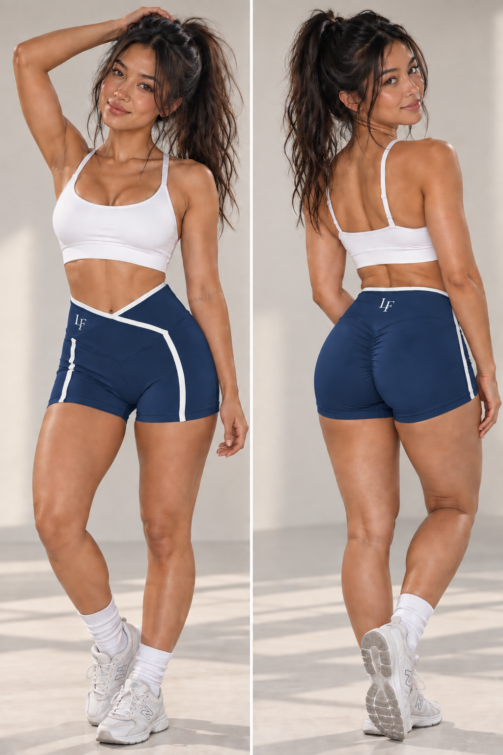 High Rise Color Block Yoga Shorts