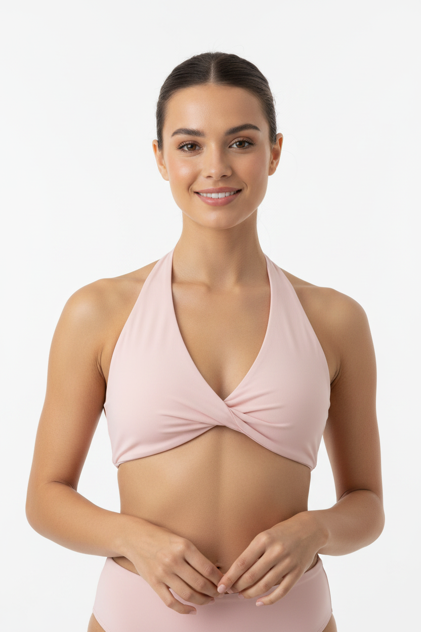 Women's Pleated Halter Sports Bra