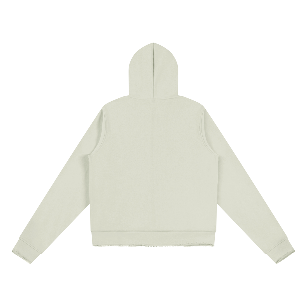 Raw Edge Zip-Up Hoodie