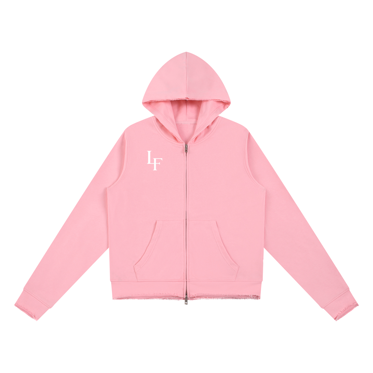 Raw Edge Zip-Up Hoodie