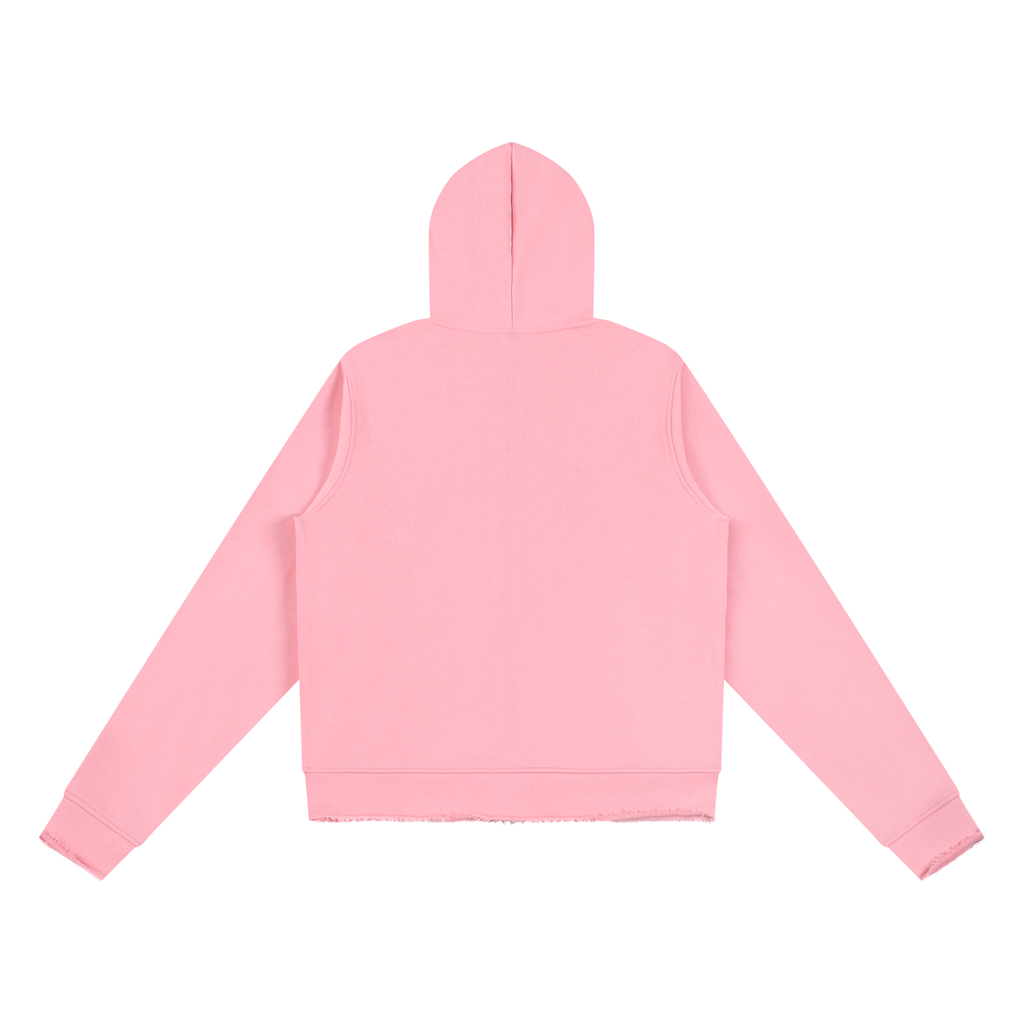 Raw Edge Zip-Up Hoodie