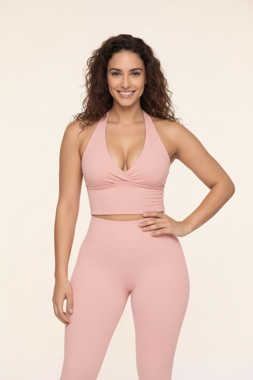 Pink Ruched Halter Tank Top Collection Cover